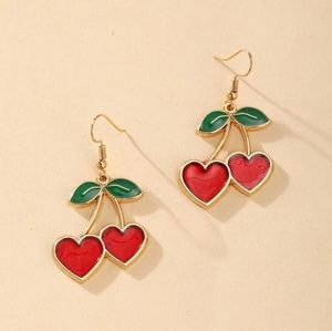cherry heart earrings 🍒